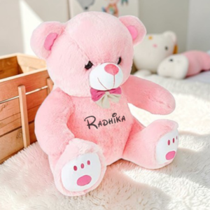 Customized Pink Teddy Bear Plush Soft Toy with Bow | 35cm
