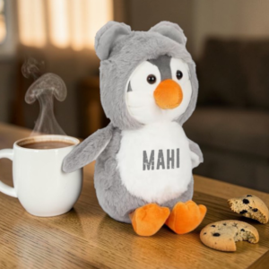 Customized Hoodie Penguin Plush Soft Toy for Kids | Grey 25cm