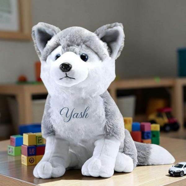 Customized Husky Dog Plush Soft Toy for Kids | Grey 35cm