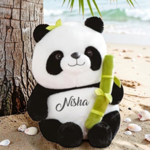 Customized Panda Plush Soft Toy with Bamboo | Cute Gift
