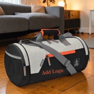 Customized Large Water-Resistant Gym Duffel Bag (Black/Orange)