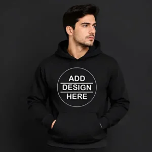 Customized Black Cotton Hoodie with Pockets