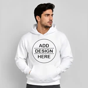 Customized White Cotton Hoodie with Pockets