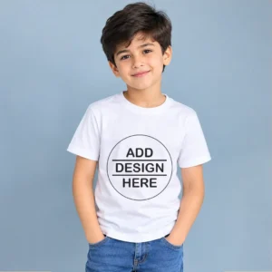 Customized White Half Sleeve Kid's Cotton T-Shirt