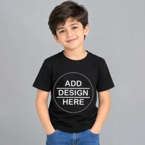 Customized Black Half Sleeve Kid's Cotton T-Shirt
