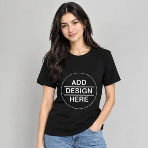 Customized Black Half Sleeve Cotton Women's T-Shirt