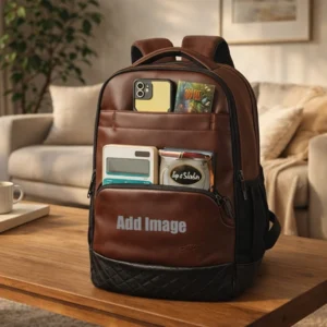 Customized 25L Faux Leather Laptop Backpack