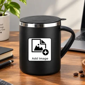 Customized Black Steel Coffee Mug with Gift Box – Personalized Mug