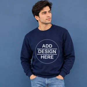 Customized Navy Blue Printed Unisex Sweatshirt – 320 GSM