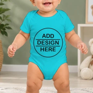 Customized Sky Blue Photo Printed Infant Romper for Boys & Girls
